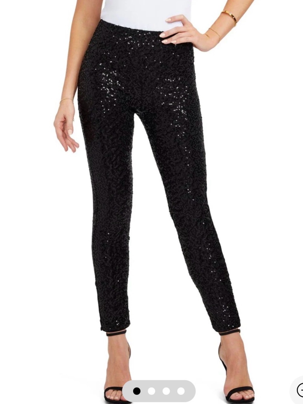 Tipsy Elves Black Women’s Sequin Skinny High Waisted Ankle Pants - Medium